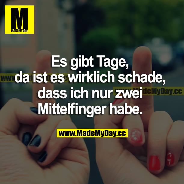 Es gibt Tage, da ist es wirklich schade, dass ich nur zwei Mittelfinger habe.