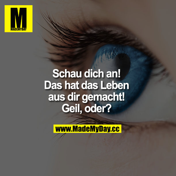 "Schau dich an! Das hat das Leben aus dir gemacht!"<br />
"Geil, oder?"