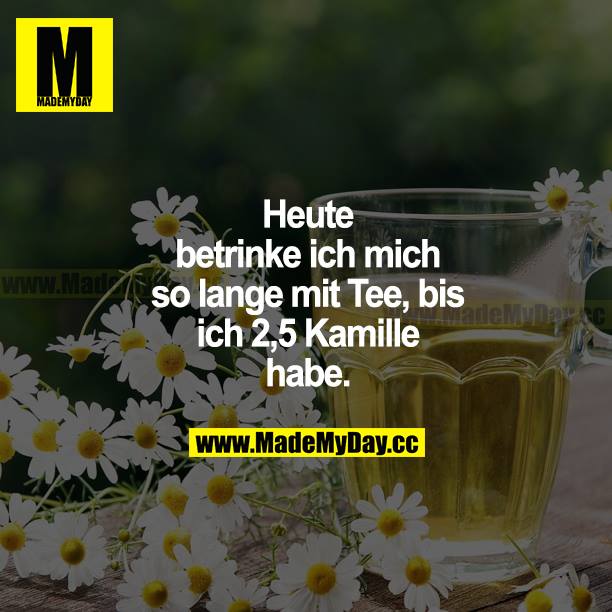 Heute betrinke ich mich so lange mit Tee, bis ich 2,5 Kamille habe.