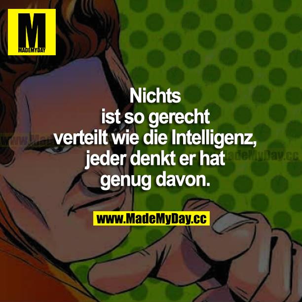 Nichts ist so gerecht verteilt wie die Intelligenz, jeder denkt er hat genug davon.