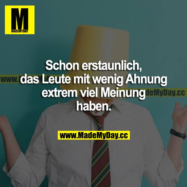 Schon erstaunlich, dass Leute mit wenig Ahnung extrem viel Meinung haben.
