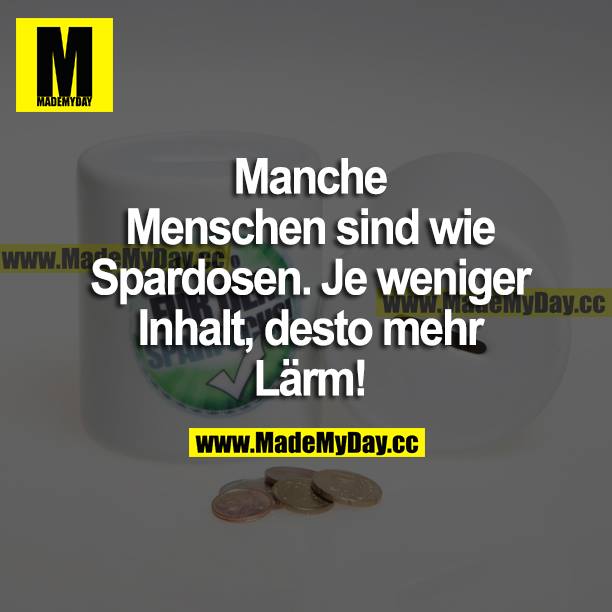 Manche Menschen sind wie Spardosen. Je weniger Inhalt, desto mehr Lärm!