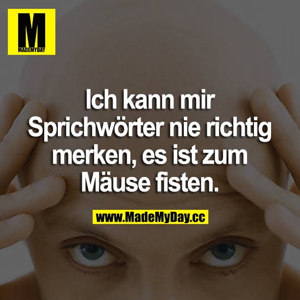 Ich kann mir Sprichwörter nie richtig merken, es ist zum Mäuse fisten.