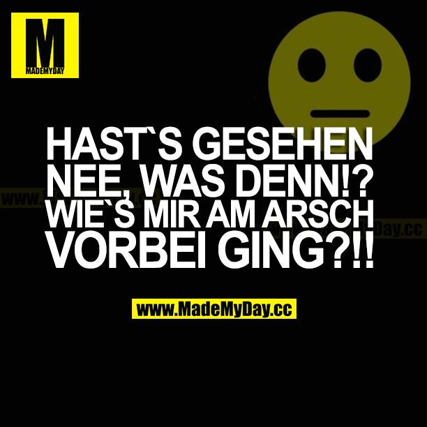HAST'S GESEHEN? NEE, WAS DENN!? WIE'S MIR AM ARSCH VORBEI GING?!!