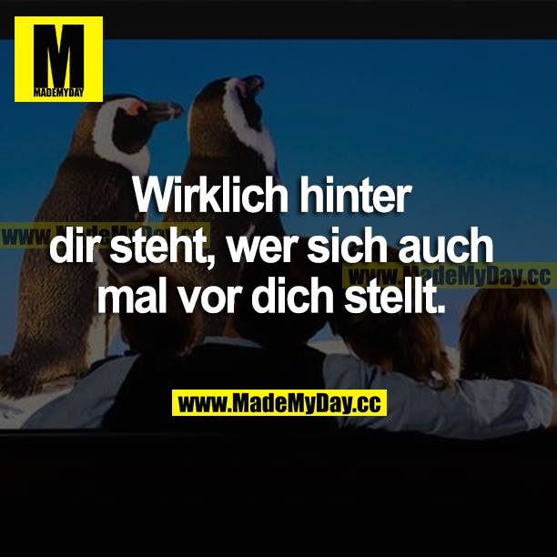 Wirklich hinter dir steht, wer sich auch mal vor dich stellt.