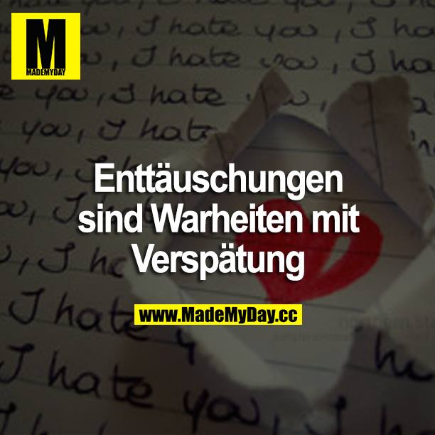 Enttäuschungen sind Wahrheiten mit Verspätung.