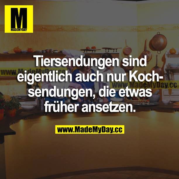 Tiersendungen sind eigentlich auch nur Kochsendungen, die etwas fr&uuml;her ansetzen.