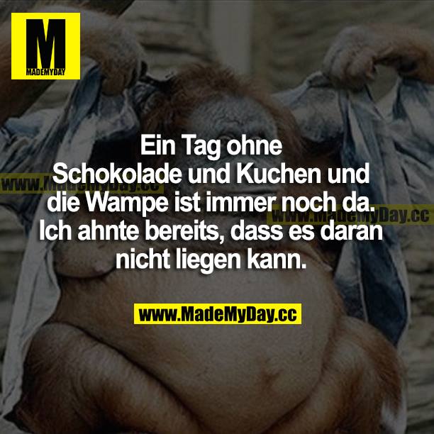 Ein Tag ohne Schokolade und Kuchen und die Wampe ist immer noch da. Ich ahnte bereits, dass es daran nicht liegen kann.
