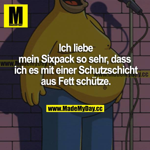 Ich liebe mein Sixpack so sehr, dass ich es mit einer Schutzschicht aus Fett schütze.