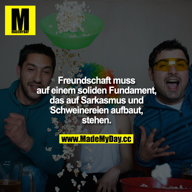 Freundschaft muss auf einem soliden Fundament, das auf Alkohol, Sarkasmus und Schweinereien aufbaut, stehen.