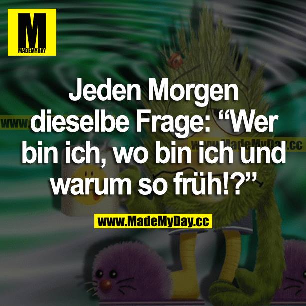 Jeden Morgen dieselbe Frage: "Wer bin ich, wo bin ich und warum so früh?"