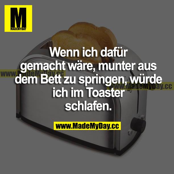 Wenn ich dafür gemacht wäre, munter aus dem Bett zu springen, würde ich im Toaster schlafen.