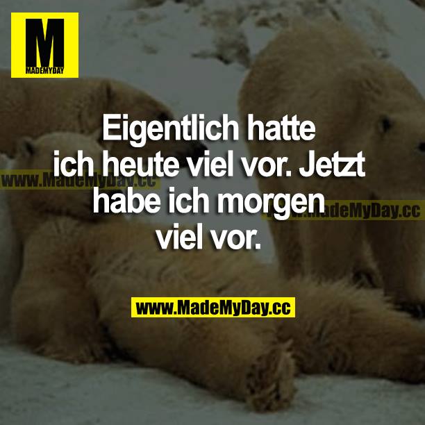 Eigentlich hatte ich heute viel vor. Jetzt habe ich morgen viel vor.