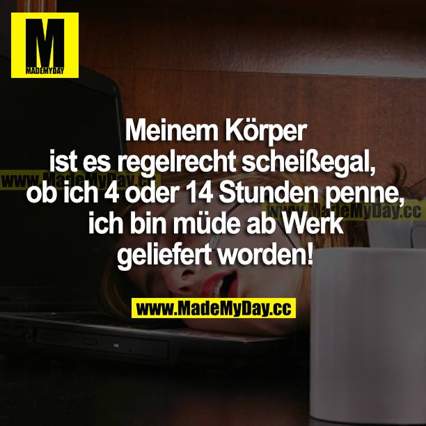 Meinem Körper ist es regelrecht scheißegal ob ich 4 oder 14 Stunden penne, ich bin müde ab Werk geliefert worden.