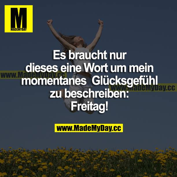 Es brauch nur dieses eine Wort, um mein momentanes Glücksgefühl zu beschreiben: Freitag!