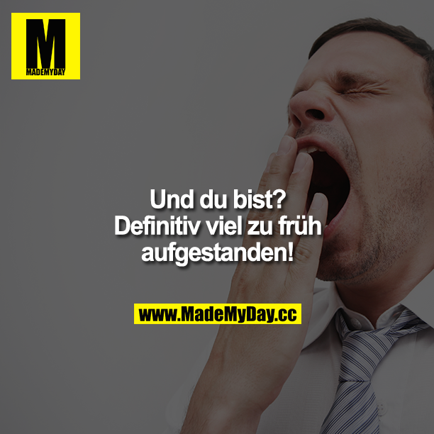 „Und du bist?"<br />
,Definitiv viel zu früh aufgestanden!"