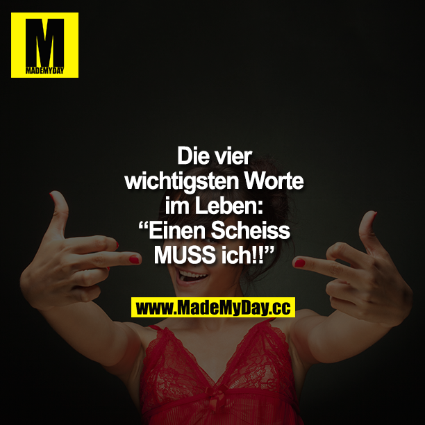 Die vier wichtigsten Worte im Leben: "Einen SCHEISS muss ich!!“
