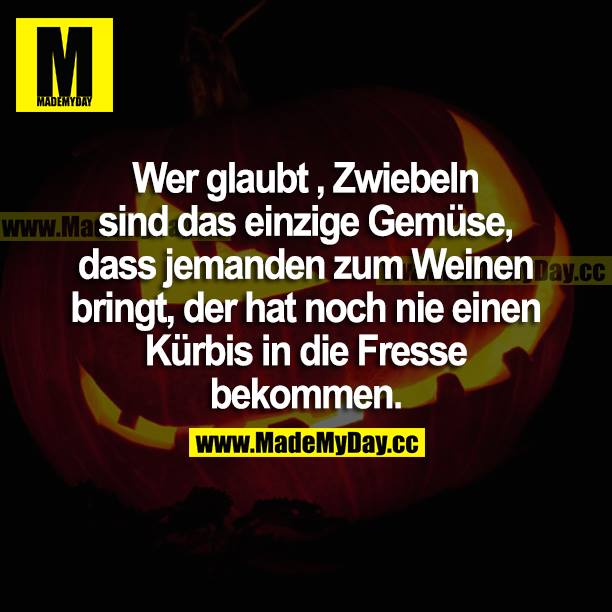 Wer glaubt, Zwiebeln sind das einzige Gemüse, dass jemand zum Weinen bringt, der hat noch nie einen Kürbis in die Fresse bekommen.