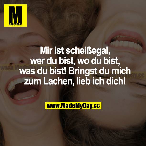 Mir ist scheißegal, wer du bist, wo du bist, was du bist! Bringst du mich zum Lachen, lieb ich dich!