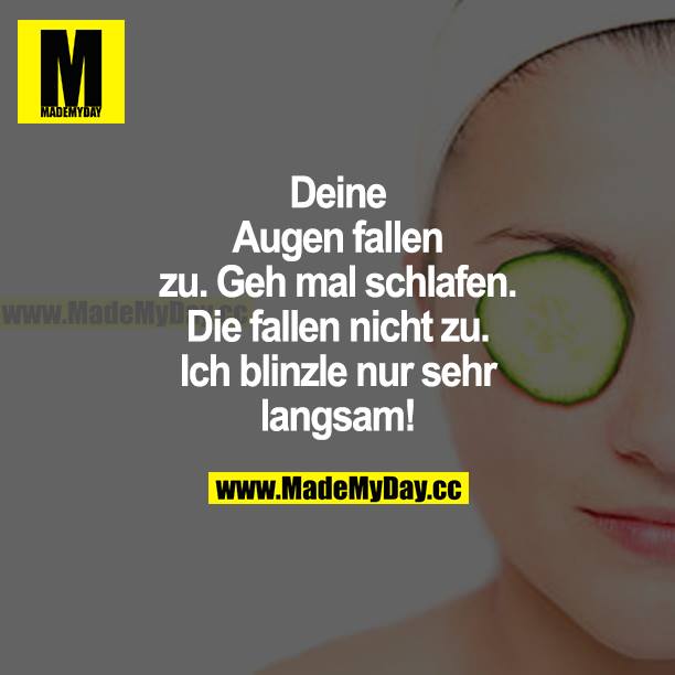Deine Augen fallen zu. Geh mal schlafen. Die fallen nicht zu. Ich blinzle nur sehr langsam!