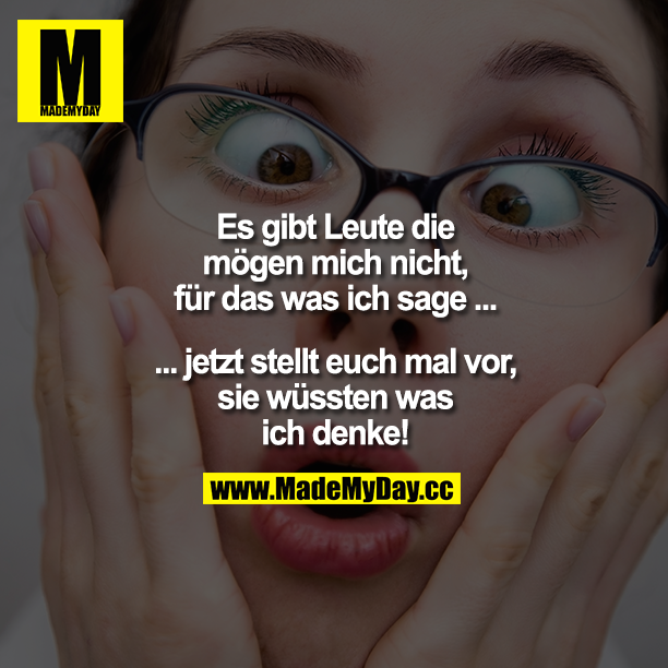 Es gibt Leute die mögen mich nicht, für das was ich sage...<br />
... jetzt stellt euch mal vor, sie wüssten was ich denke !