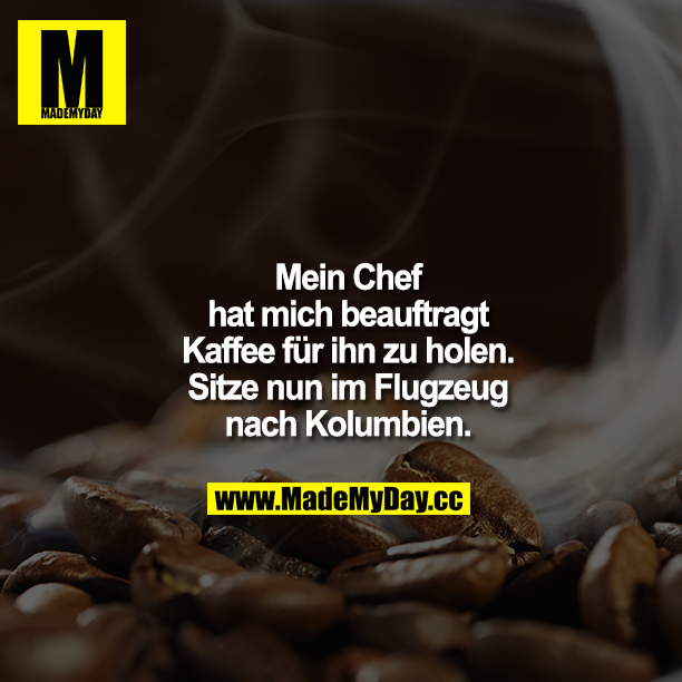 Mein Chef hat mich beauftragt Kaffee für ihn zu holen. Sitze nun im Flugzeug nach Kolumbien.