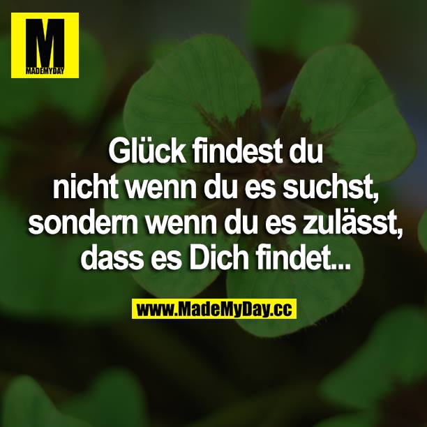 Glück findest du nicht wenn du es suchst, sondern wenn du es zulässt, dass es dich findet...