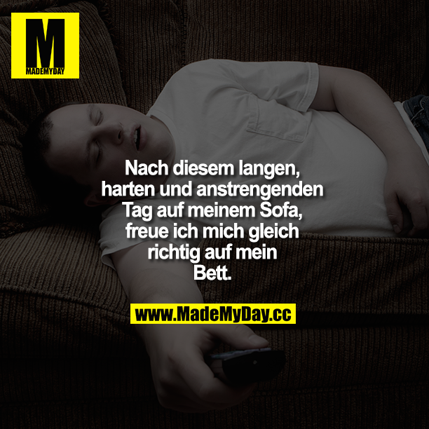 Nach diesem langen, harten und anstrengenden Tag auf meinem Sofa, freue ich mich gleich richtig auf mein Bett ...