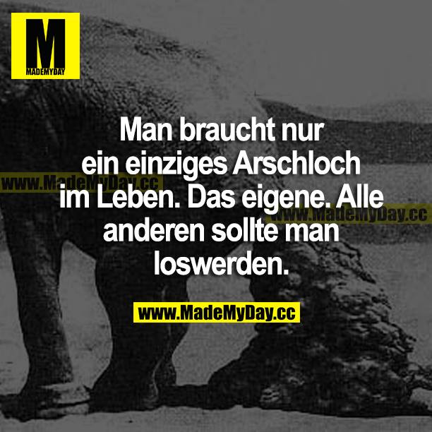 Man braucht nur ein einziges Arschloch im Leben. Das eigene. Alle anderen solle man loswerden.