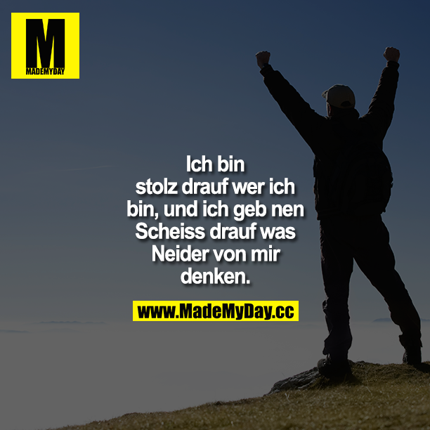 Ich bin stolz drauf, wer ich bin, und ich geb einen Scheiß drauf, was die Neider von mir denken.