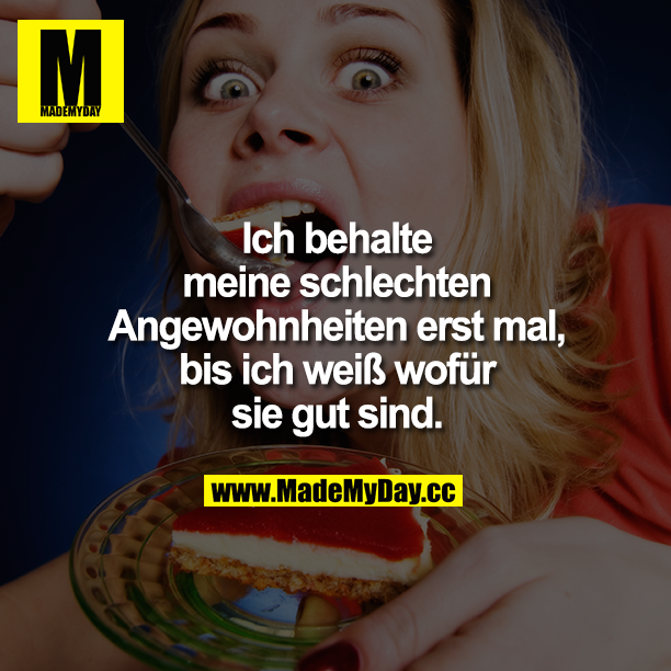 Ich behalte meine schlechten Angewohnheiten erst mal, bis ich weiß wofür sie gut sind.