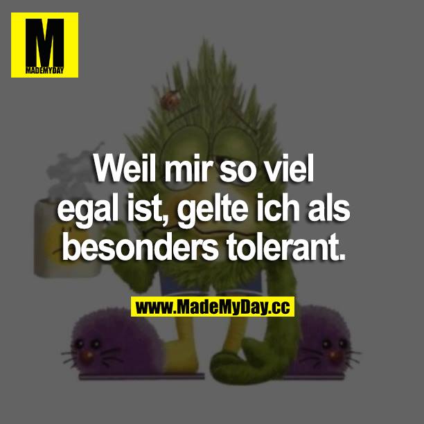 Weil mir so viel egal ist, gelte ich als besonders tolerant.