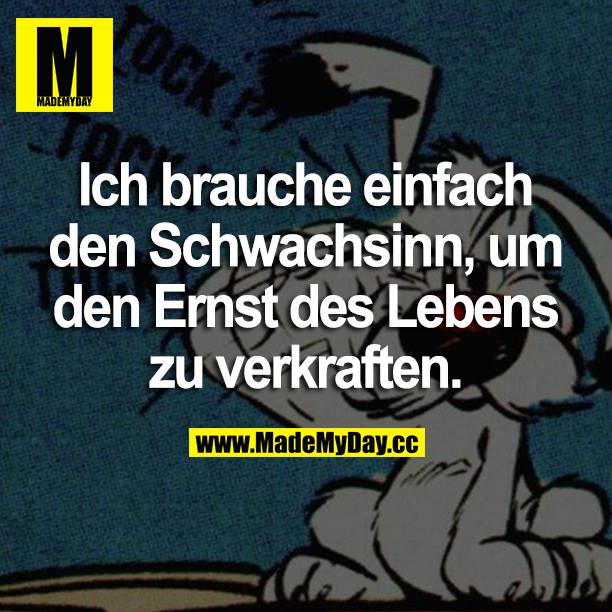 Ich brauche einfach den Schwachsinn, um den Ernst des Lebens zu verkraften.