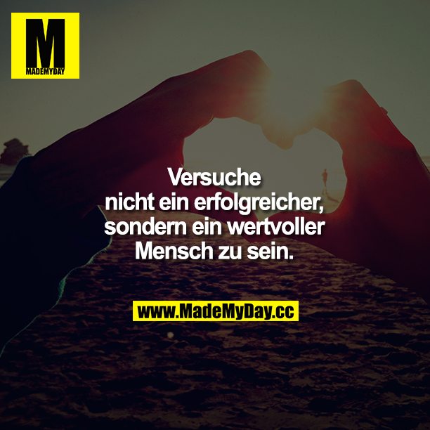 Versuche nicht ein erfolgreicher, sondern ein wertvoller Mensch zu sein.