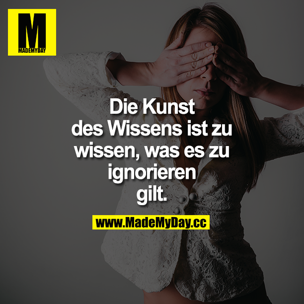 Die Kunst des Wissens ist zu wissen, was es zu ignorieren gilt.