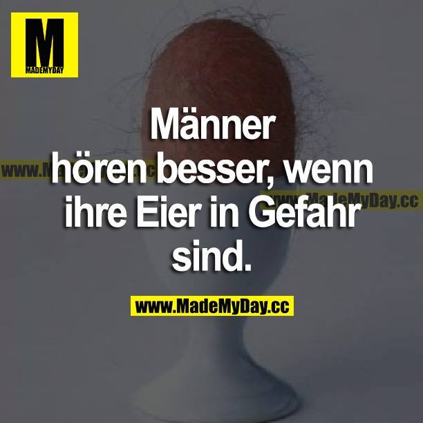 Männer hören besser, wenn ihre Eier in Gefahr sind.