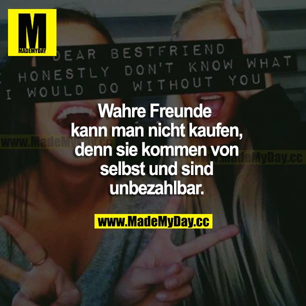 Wahre Freunde kann man nicht kaufen, denn sie kommen von selbst und sind unbezahlbar.
