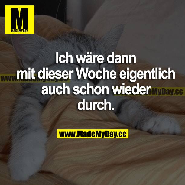 Ich wäre dann mit dieser Woche eigentlich auch schon wieder durch.