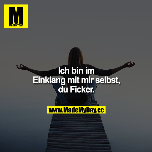 Ich bin im Einklang mit mir selbst, du Ficker.