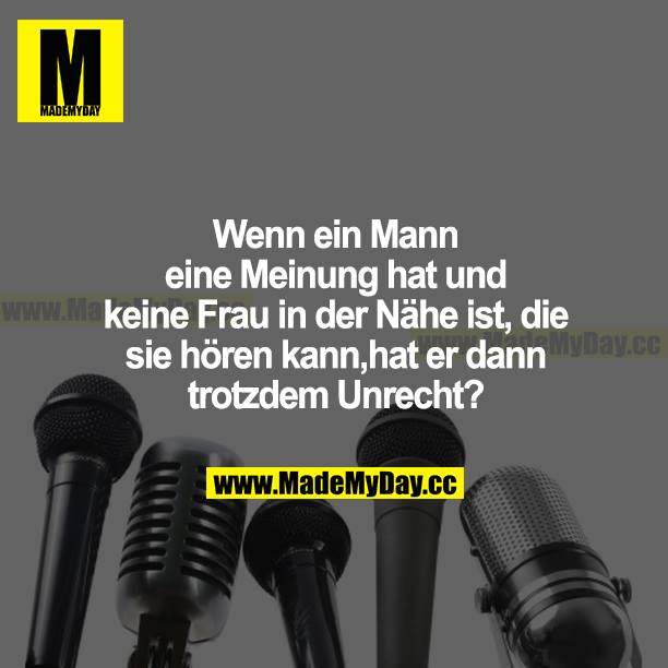 Wenn ein Mann eine Meinung hat und keine Frau in der Nähe ist, die sie hören kann, hat er dann trotzdem unrecht?
