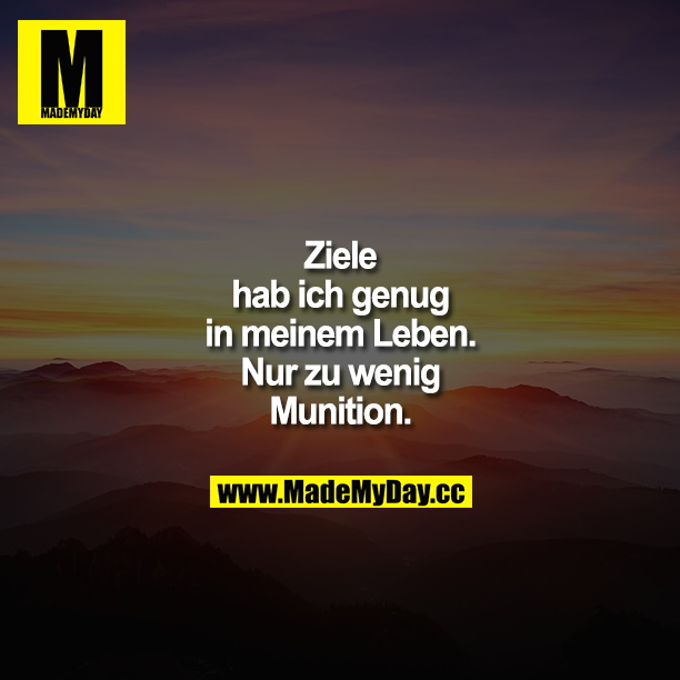 Ziele hab ich genug in meinem Leben. Nur zu wenig Munition.