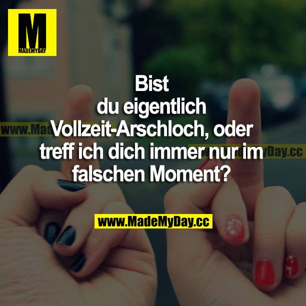 Bist du eigentlich Vollzeit-Arschloch, oder treff ich dich immer nur im falschen Moment?