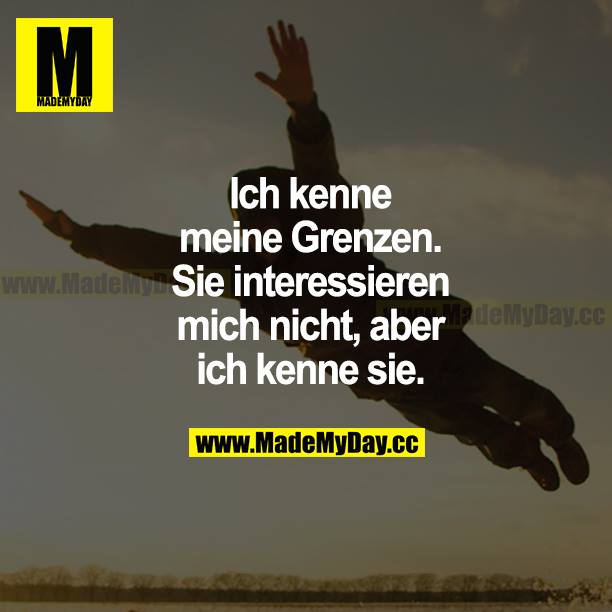 Ich kenne meine Grenzen. Sie interessieren mich nicht, aber ich kenne sie.