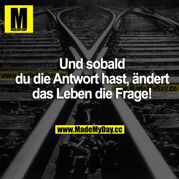 Und sobald du die Antwort hast, ändert das Leben die Frage!