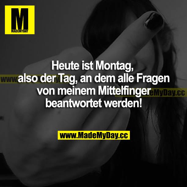 Heute ist Montag, also der Tag, an dem alle Fragen von meinem Mittelfinger beantwortet werden!