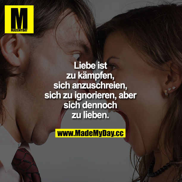 Liebe ist zu kämpfen, sich anzuschreien, sich zu ignorieren, aber sich dennoch zu lieben.