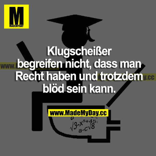 Klugscheißer begreifen nicht, dass man recht haben und trotzdem blöd sein kann.