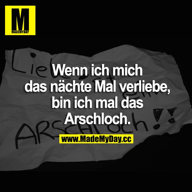 Wenn ich mich das nächste Mal verliebe, bin ich mal das Arschloch.