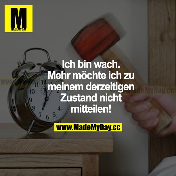 Ich bin wach. Mehr möchte ich zu meinem derzeitigen Zustand nicht mitteilen!