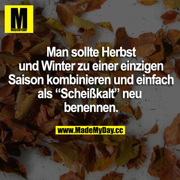 Man sollte Herbst und Winter zu einer einzigen Saison kombinieren und einfach als "Scheißkalt" neu benennen.